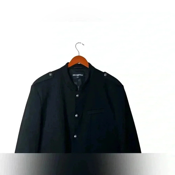 KARL LAGERFELD BLACK OFFICER’S COAT SIZE XXL - Picture 2 of 15